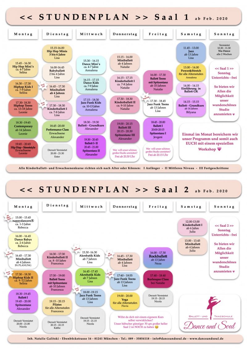 Stundenplan Dance and Soul